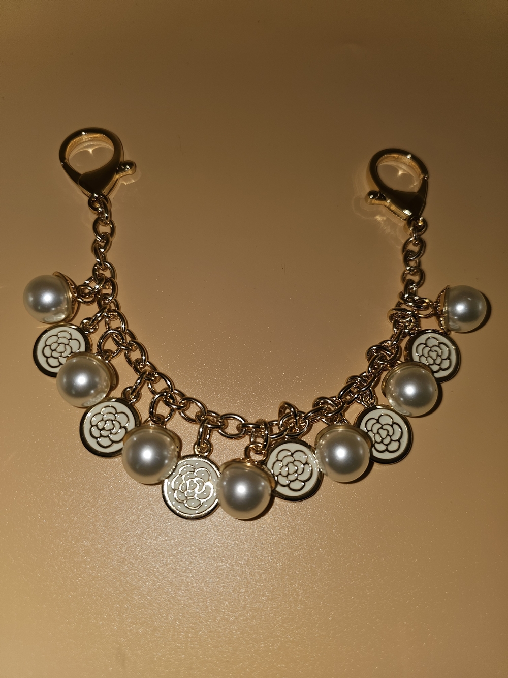 Pearl and Camelia Flower Bag Charm